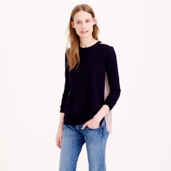 J. Crew Merino Mixed Media Pinstripe Sweater